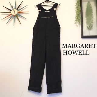 マーガレットハウエル(MARGARET HOWELL)の美品★ マーガレットハウエル オーバーホール　サロペット　デニム  ブラック(サロペット/オーバーオール)