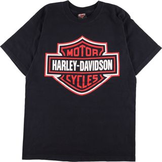 ハーレーダビッドソン(Harley Davidson)の古着 ハーレーダビッドソン Harley-Davidson 両面プリント モーターサイクル バイクTシャツ メンズL /eaa352907(Tシャツ/カットソー(半袖/袖なし))