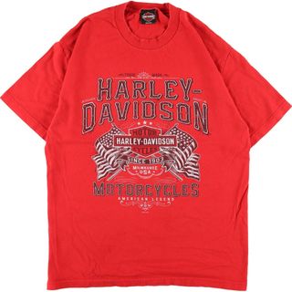 ハーレーダビッドソン(Harley Davidson)の古着 ハーレーダビッドソン Harley-Davidson 両面プリント モーターサイクル バイクTシャツ USA製 メンズM /eaa352864(Tシャツ/カットソー(半袖/袖なし))