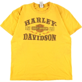 ハーレーダビッドソン(Harley Davidson)の古着 ハーレーダビッドソン Harley-Davidson 両面プリント モーターサイクル バイクTシャツ メンズL /eaa352865(Tシャツ/カットソー(半袖/袖なし))