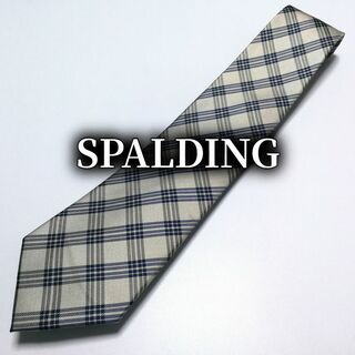 スポルディング(SPALDING)のスポルディング チェック ライトグレー＆ネイビー ネクタイ B101-I14(ネクタイ)