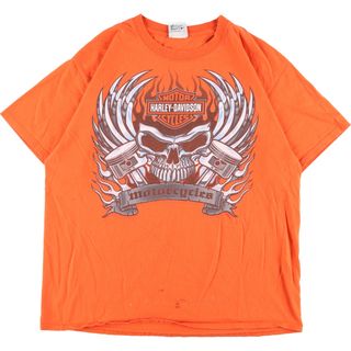 ハーレーダビッドソン(Harley Davidson)の古着 ヘインズ Hanes Harley-Davidson 両面プリント ハーレーダビッドソン モーターサイクル バイクTシャツ メンズM /eaa352879(Tシャツ/カットソー(半袖/袖なし))