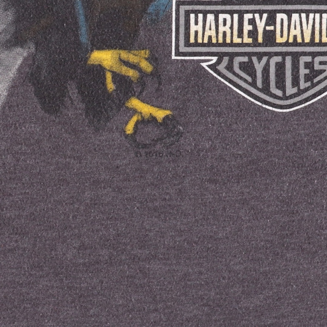 Harley Davidson(ハーレーダビッドソン)の古着 ヘインズ Hanes Harley-Davidson ハーレーダビッドソン 両面プリント 鷲柄イーグル柄 モーターサイクル バイクTシャツ メンズS /eaa352881 メンズのトップス(Tシャツ/カットソー(半袖/袖なし))の商品写真