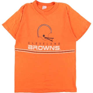 チャンピオン(Champion)の古着 80年代 チャンピオン Champion トリコタグ NFL CLEVELAND BROWNS クリーブランドブラウンズ スポーツプリントTシャツ USA製 メンズS ヴィンテージ /eaa352036(Tシャツ/カットソー(半袖/袖なし))