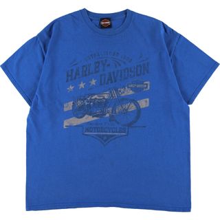 ハーレーダビッドソン プリントTシャツ カリフォルニア バイク 2XL 黒 青