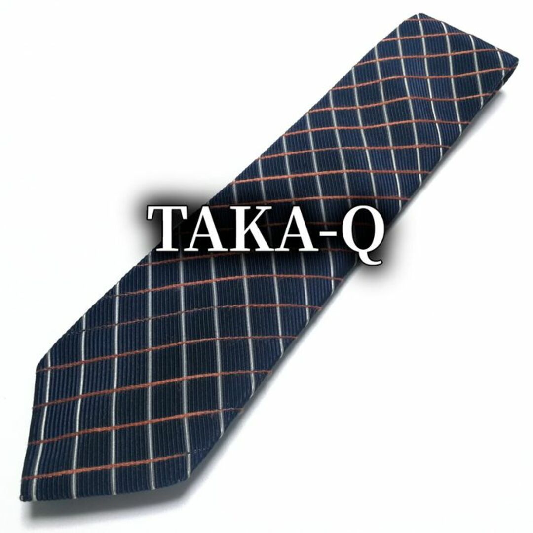 TAKA-Q(タカキュー)のタカキュー チェック ネイビー＆ブラウン ネクタイ コットン B101-I17 メンズのファッション小物(ネクタイ)の商品写真