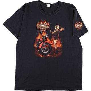 ハーレーダビッドソン(Harley Davidson)の古着 ハーレーダビッドソン Harley-Davidson モーターサイクル 両面プリント バイクTシャツ メンズXL ヴィンテージ /eaa352079(Tシャツ/カットソー(半袖/袖なし))