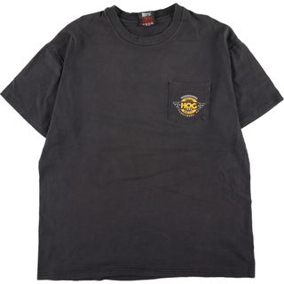 ハーレーダビッドソン(Harley Davidson)の古着 ヘインズ Hanes Harley-Davidson ハーレーダビッドソン バックプリント モーターサイクル バイクTシャツ USA製 メンズXL /eaa352068(Tシャツ/カットソー(半袖/袖なし))