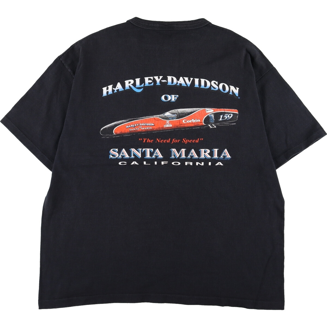 Harley Davidson(ハーレーダビッドソン)の古着 90年代 ハーレーダビッドソン Harley-Davidson 両面プリント ヘンリーネック モーターサイクル バイクTシャツ USA製 メンズXL ヴィンテージ /eaa352074 メンズのトップス(Tシャツ/カットソー(半袖/袖なし))の商品写真