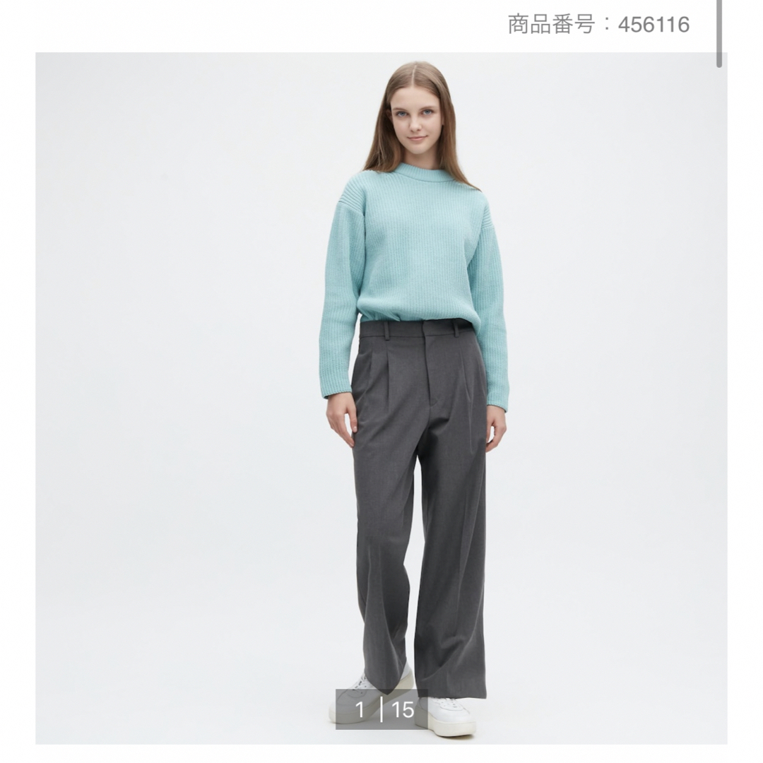 UNIQLO(ユニクロ)のユニクロ タックワイドパンツ ツータック S レディースのパンツ(カジュアルパンツ)の商品写真