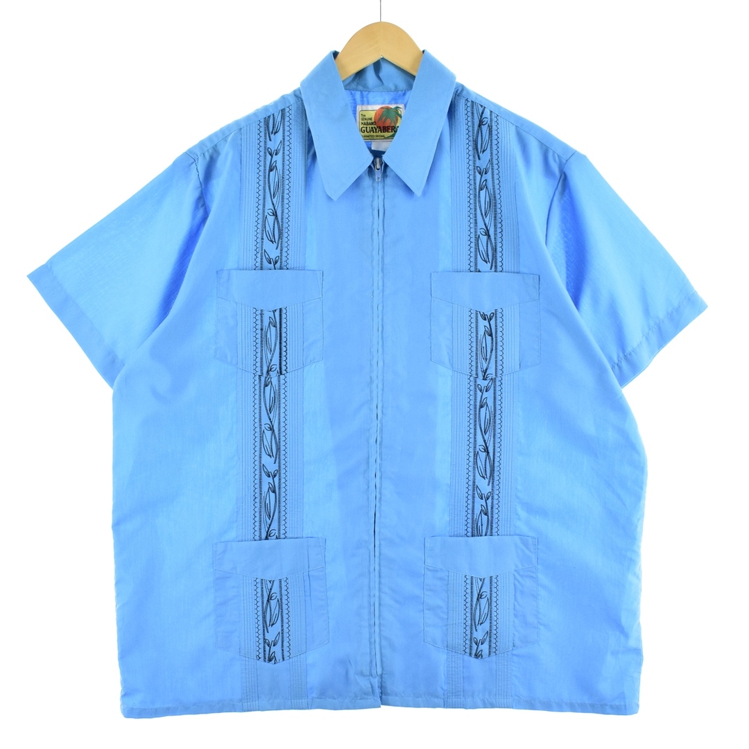 The GENUINE HABAND GUAYABERA フルジップ 半袖 メキシカンシャツ キューバシャツ メンズL /eaa352380