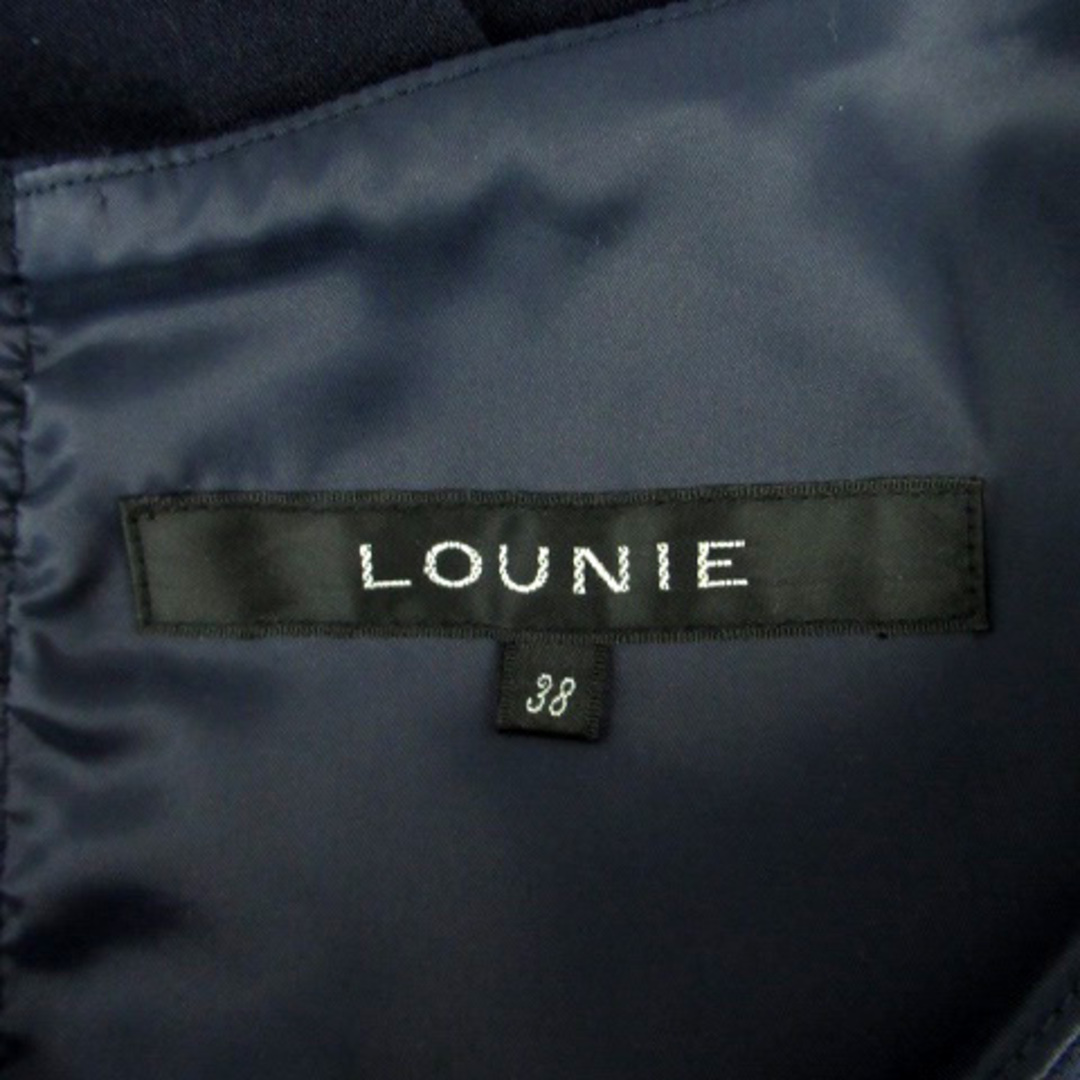 LOUNIE(ルーニィ)のルーニィ ワンピース ノースリーブ ひざ丈 レース 切替 38 紺 レディースのワンピース(ひざ丈ワンピース)の商品写真