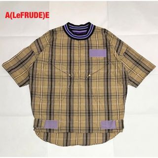 A(LeFRUDE)E　アレフルード　総柄Tシャツ　チェック柄　マジックテープ(Tシャツ/カットソー(半袖/袖なし))