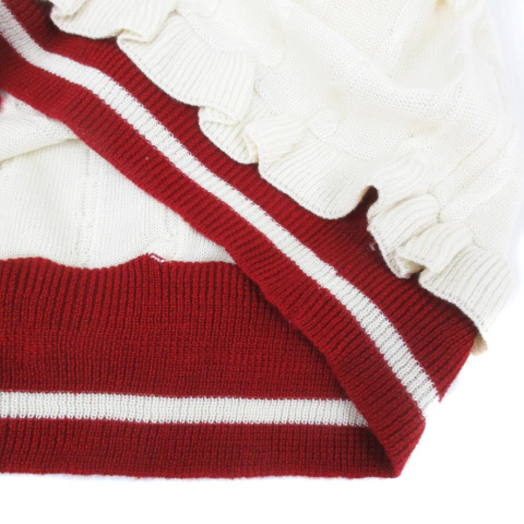 dazzlin(ダズリン)のダズリン リブニット カットソー 長袖 ケーブル編み F アイボリー 赤 レディースのトップス(ニット/セーター)の商品写真