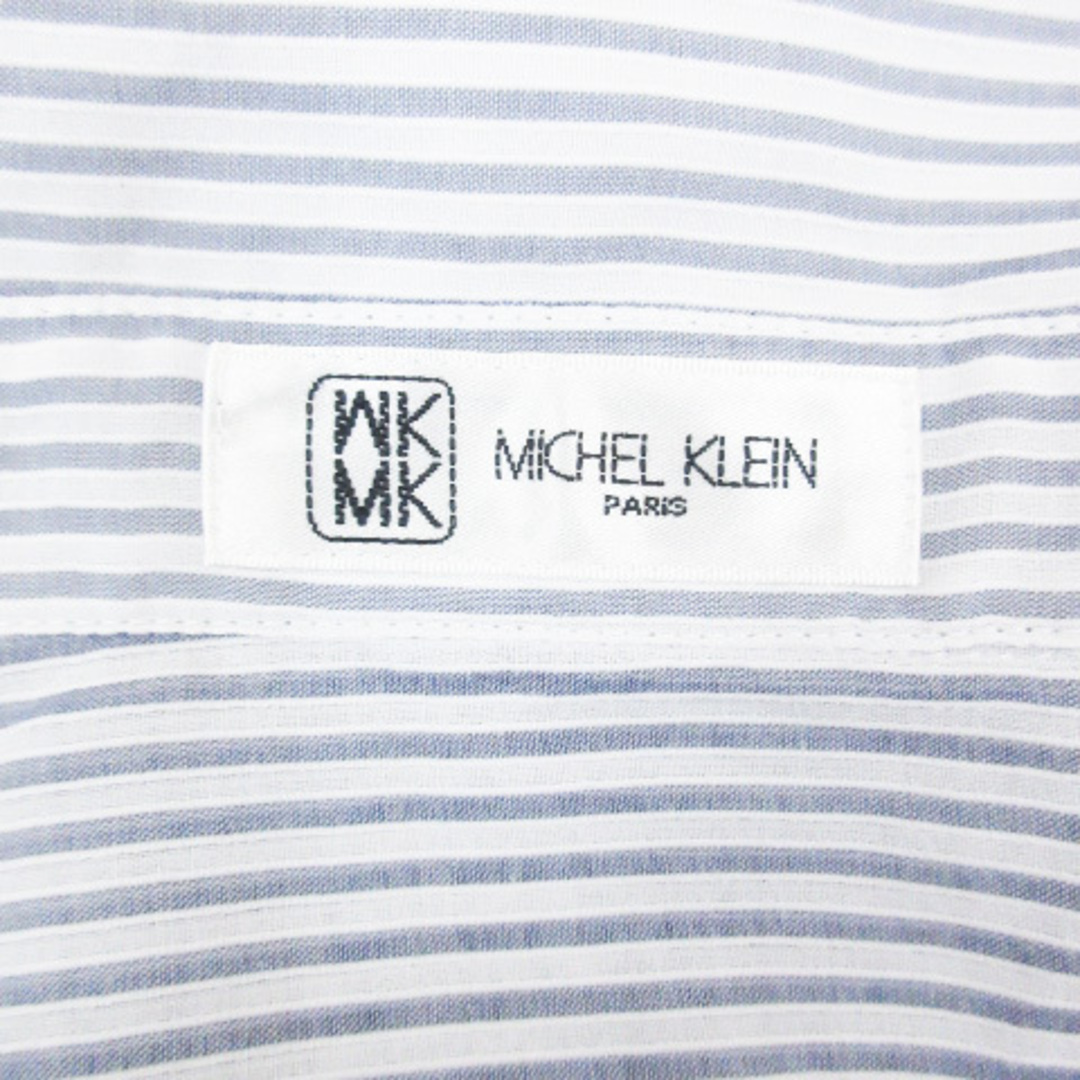 MK MICHEL KLEIN(エムケーミッシェルクラン)のMK ミッシェルクラン シャツ ブラウス 半袖 ストライプ柄 38 白 紺 レディースのトップス(シャツ/ブラウス(半袖/袖なし))の商品写真