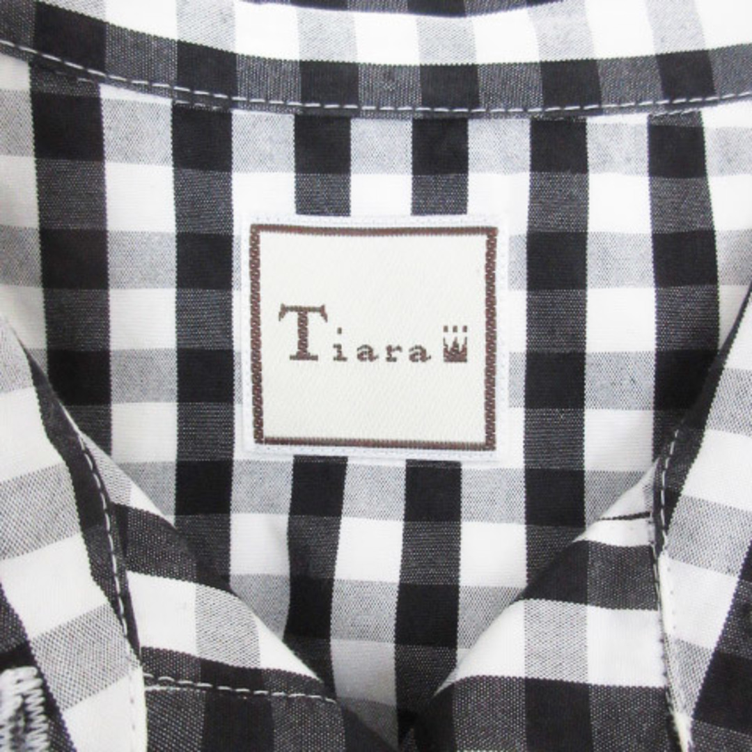 tiara(ティアラ)のティアラ シャツ ブラウス 長袖 ギンガムチェック柄 白 黒 ホワイト ブラック レディースのトップス(シャツ/ブラウス(長袖/七分))の商品写真