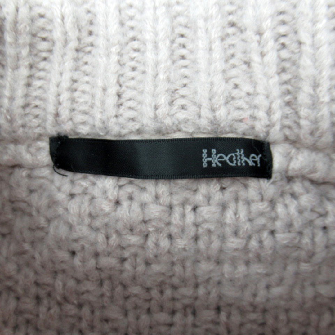 heather(ヘザー)のヘザー ニットワンピース ミニ丈 長袖 シャギー 切替 ケーブル編み F ピンク レディースのワンピース(ミニワンピース)の商品写真