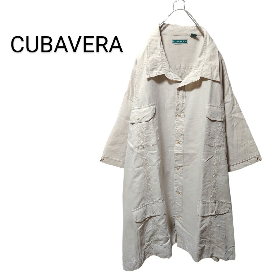 【CUBAVERA】vintage 刺繍入り リネン キューバシャツ A1060CUBAVERA○状態