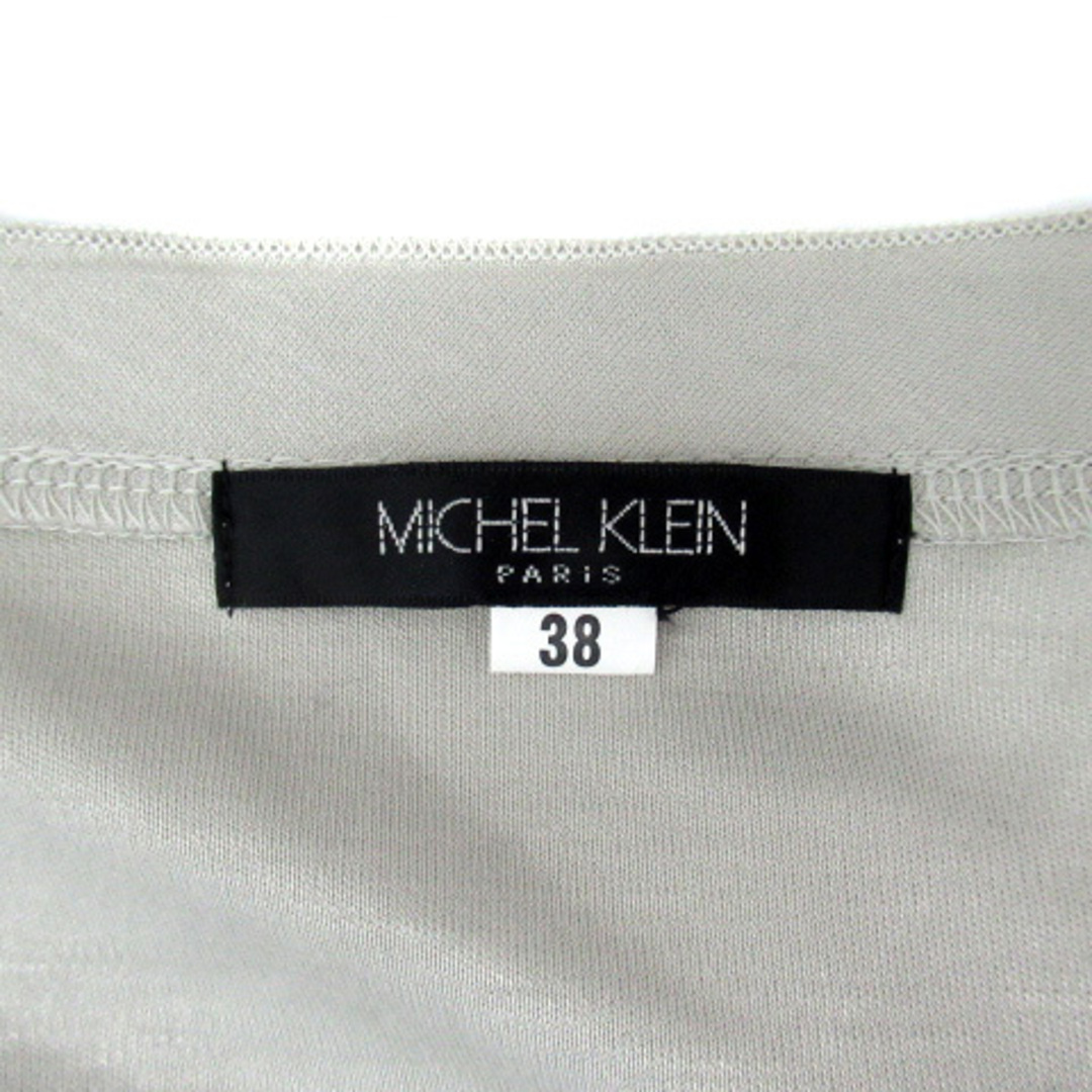 MICHEL KLEIN(ミッシェルクラン)のミッシェルクラン Tシャツ カットソー 長袖 ティアード 38 グレージュ 緑 レディースのトップス(Tシャツ(長袖/七分))の商品写真
