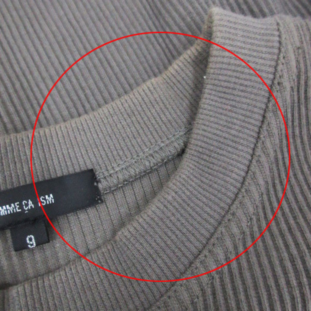 COMME CA ISM(コムサイズム)のコムサイズム リブニット カットソー 半袖 リボン 無地 9 カーキ /FF8 レディースのトップス(ニット/セーター)の商品写真