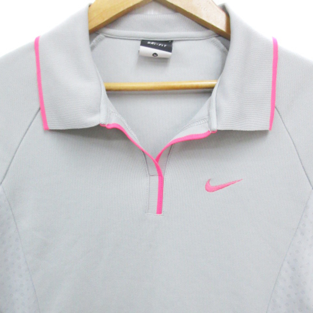 NIKE(ナイキ)のナイキ NIKE ポロシャツ 半袖 ロゴ刺繡 M グレー ピンク /FF23 レディースのトップス(ポロシャツ)の商品写真