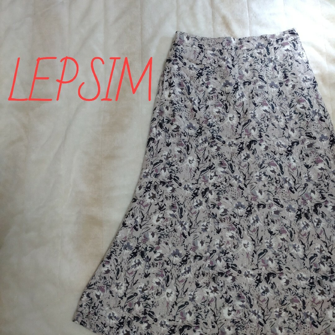 美品】フレアロングスカート☆LEPSIM☆Mサイズ☆花柄、総柄☆グレー