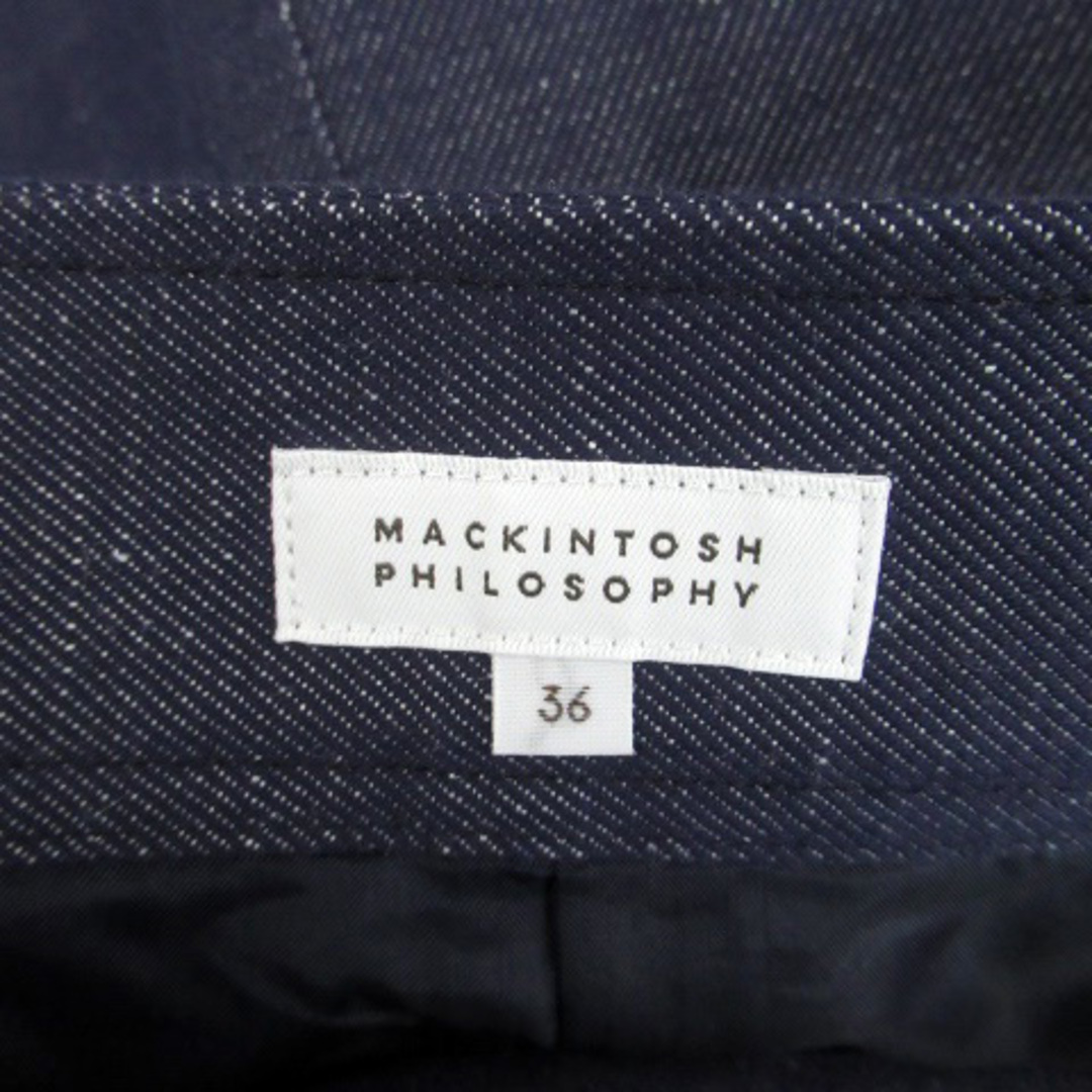 MACKINTOSH PHILOSOPHY(マッキントッシュフィロソフィー)のマッキントッシュフィロソフィー フレアスカート ミモレ丈 リネン混 36 紺 レディースのスカート(ひざ丈スカート)の商品写真