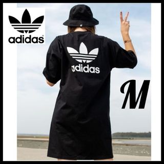 アディダス(adidas)の【ビッグロコ】adidas★Tシャツワンピース★チュニック★ドレス★黒★M(ミニワンピース)