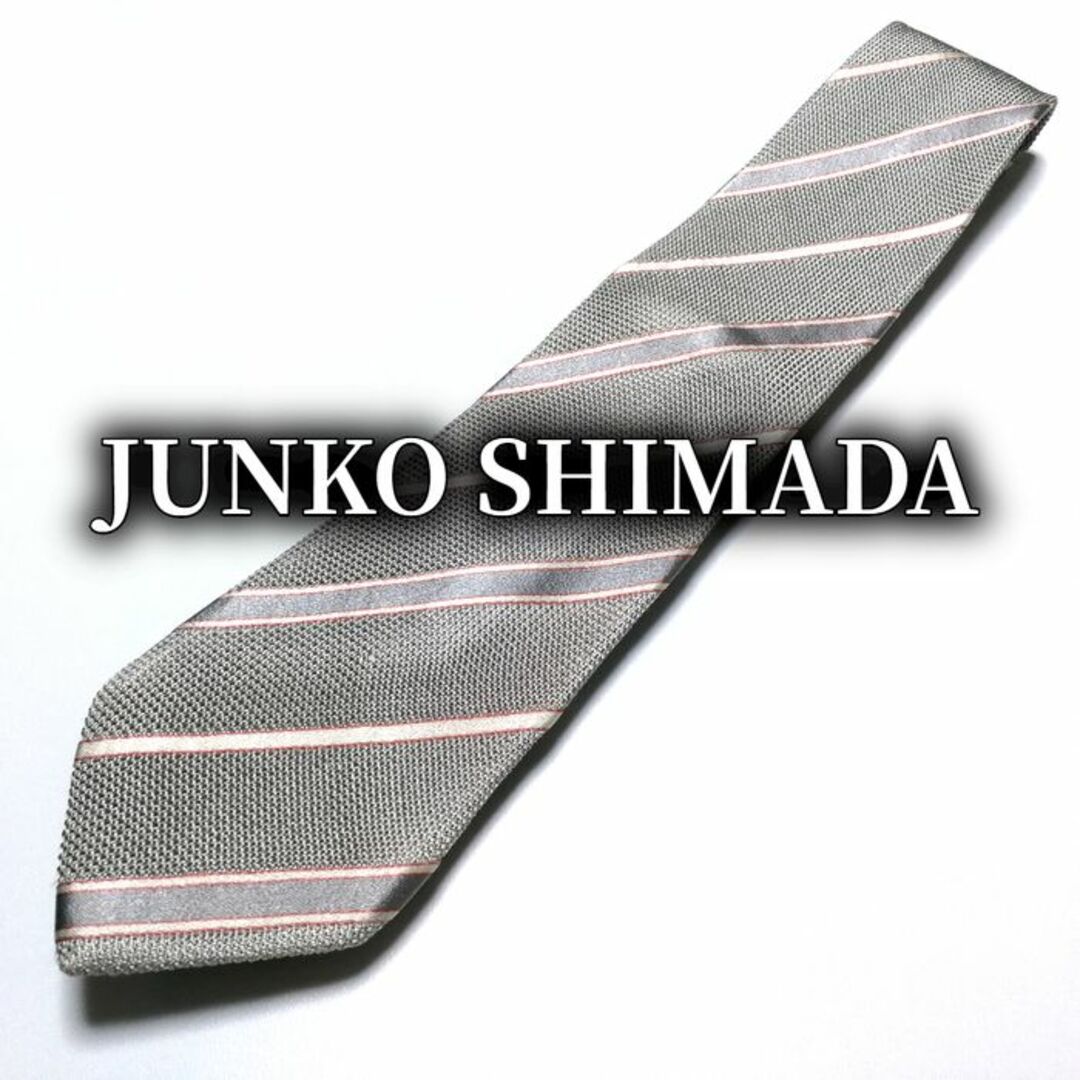 JUNKO SHIMADA(ジュンコシマダ)のジュンコシマダ レジメンタル シルバー ネクタイ B101-P16 メンズのファッション小物(ネクタイ)の商品写真