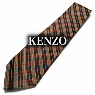 ケンゾー(KENZO)のケンゾー チェック ブラウン＆ネイビー ネクタイ B101-P19(ネクタイ)