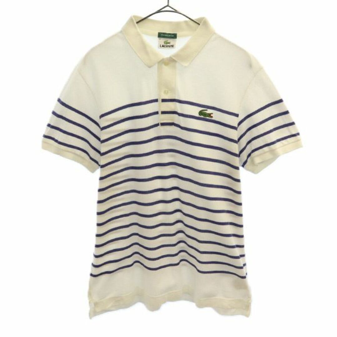 ラコステ 日本製 ボーダー 半袖 ポロシャツ 4 ホワイト×ブルー LACOSTE ロゴワッペン メンズ 【中古】 【230712】 | フリマアプリ  ラクマ