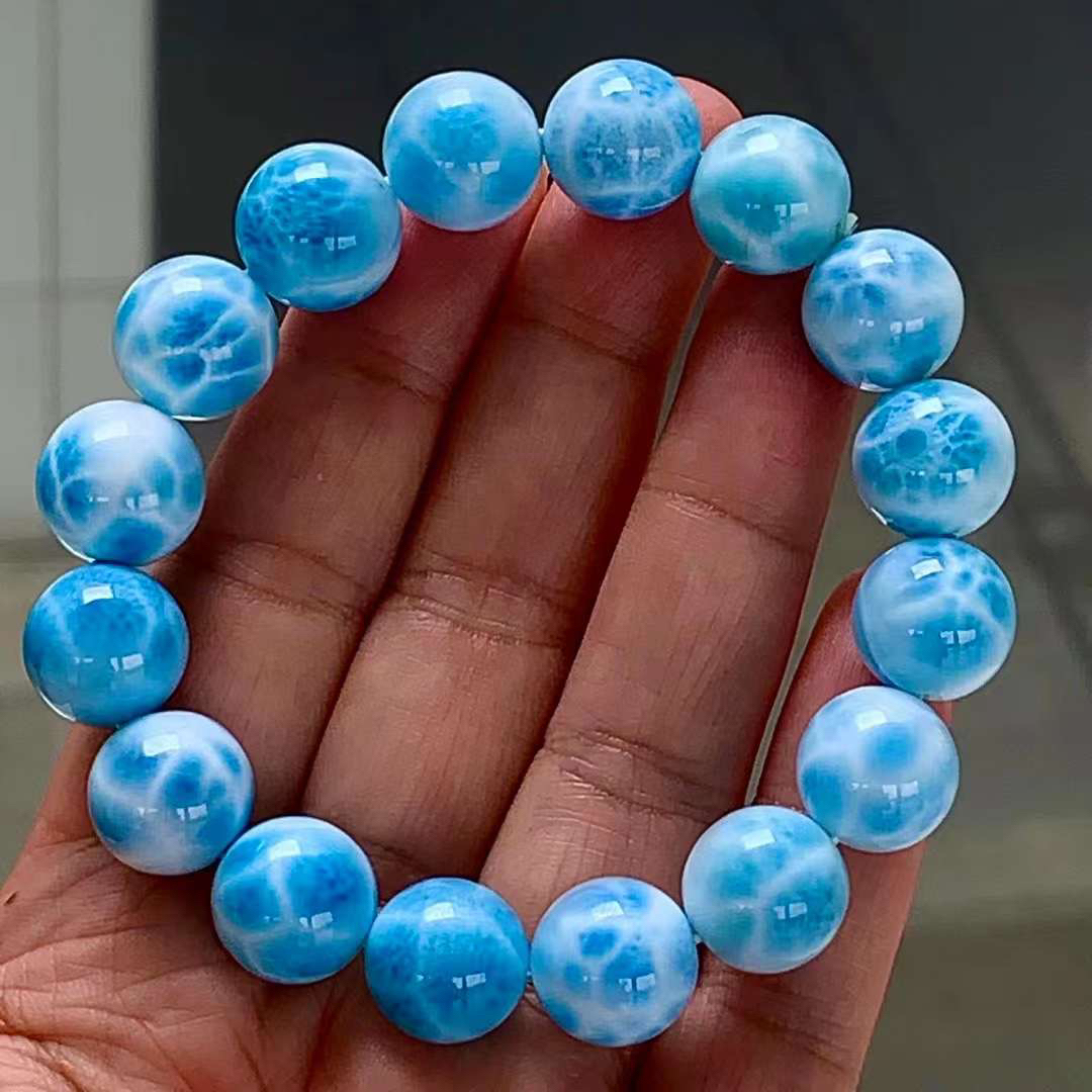 13mm-54.3g 天然無処理 ラリマー ブレスレット
