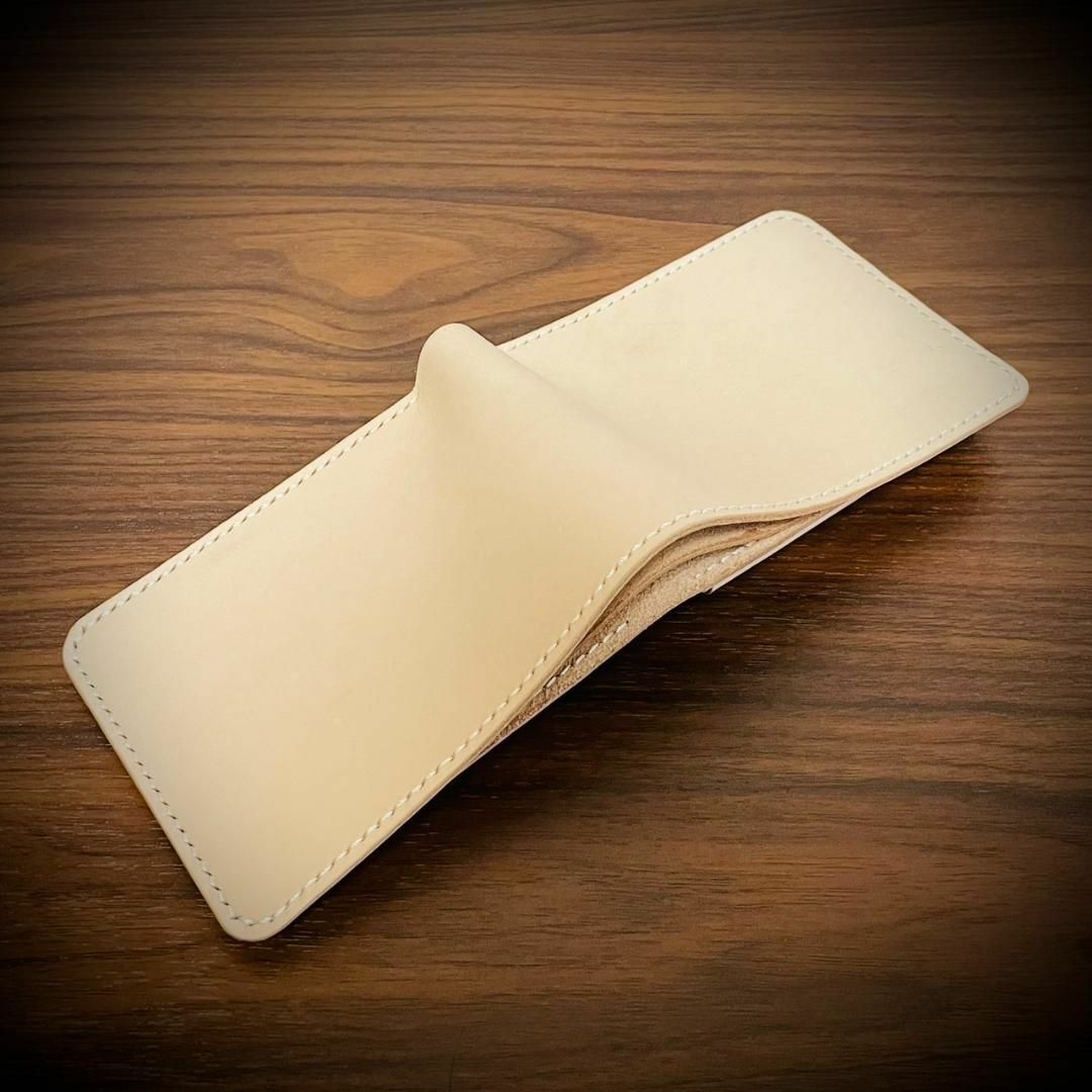 総手縫い メンズ財布 二つ折り 財布 ヌメ革 本革 ハンドメイド サドル