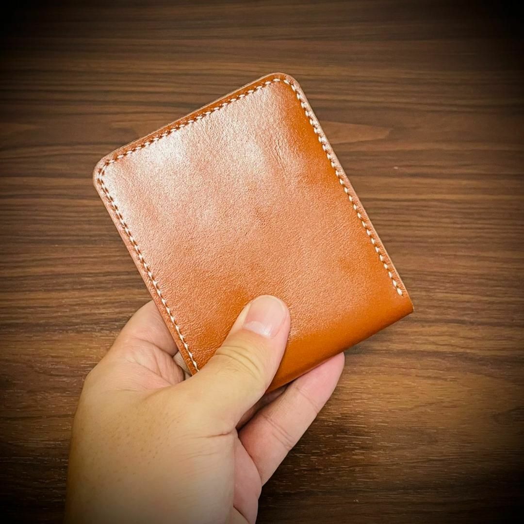 栃木レザー 総手縫い 二つ折り 財布 ヌメ革 本革 ハンドメイド サドルレザー