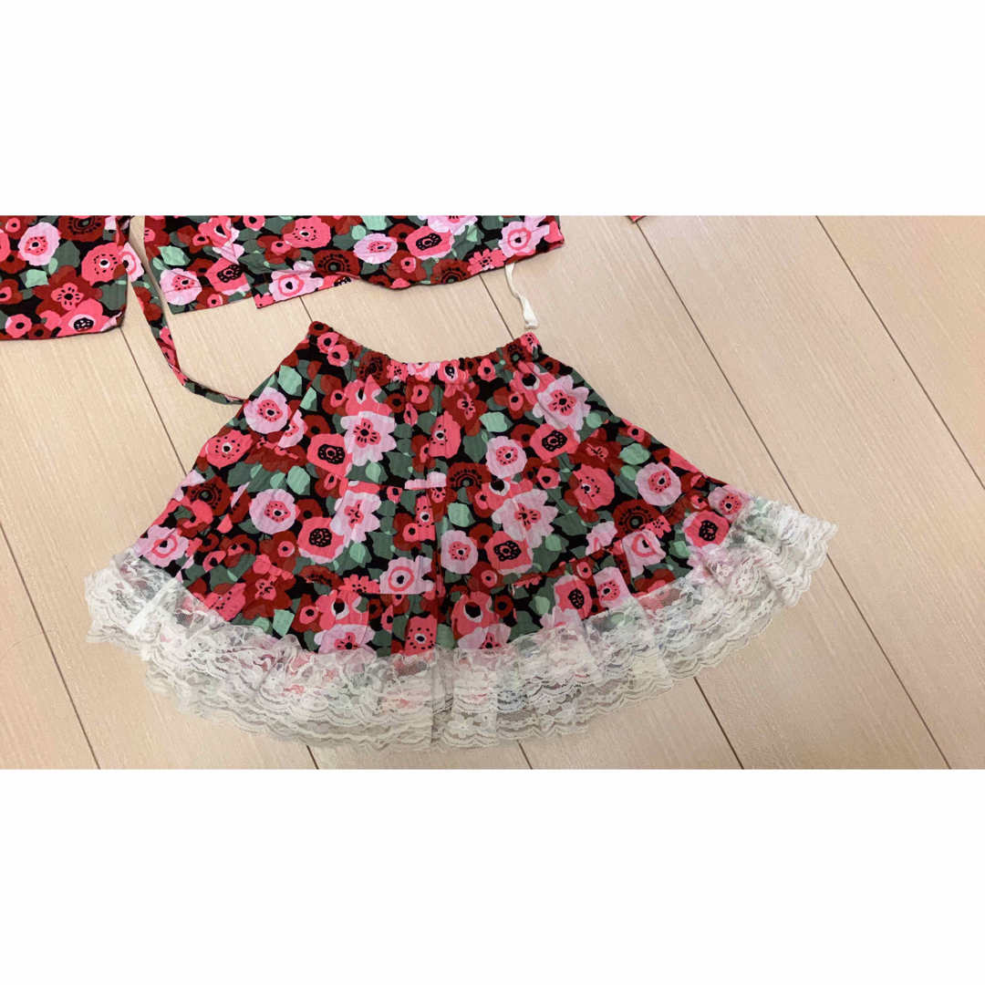 浴衣☆90〜100 浴衣　セパレート　フリフリ　レトロ キッズ/ベビー/マタニティのキッズ服女の子用(90cm~)(甚平/浴衣)の商品写真