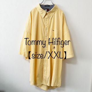 トミーヒルフィガー(TOMMY HILFIGER)のTommy〜/トミーヒルフィガー★90s★ストライプシャツ★イエロー/黄★XXL(シャツ)