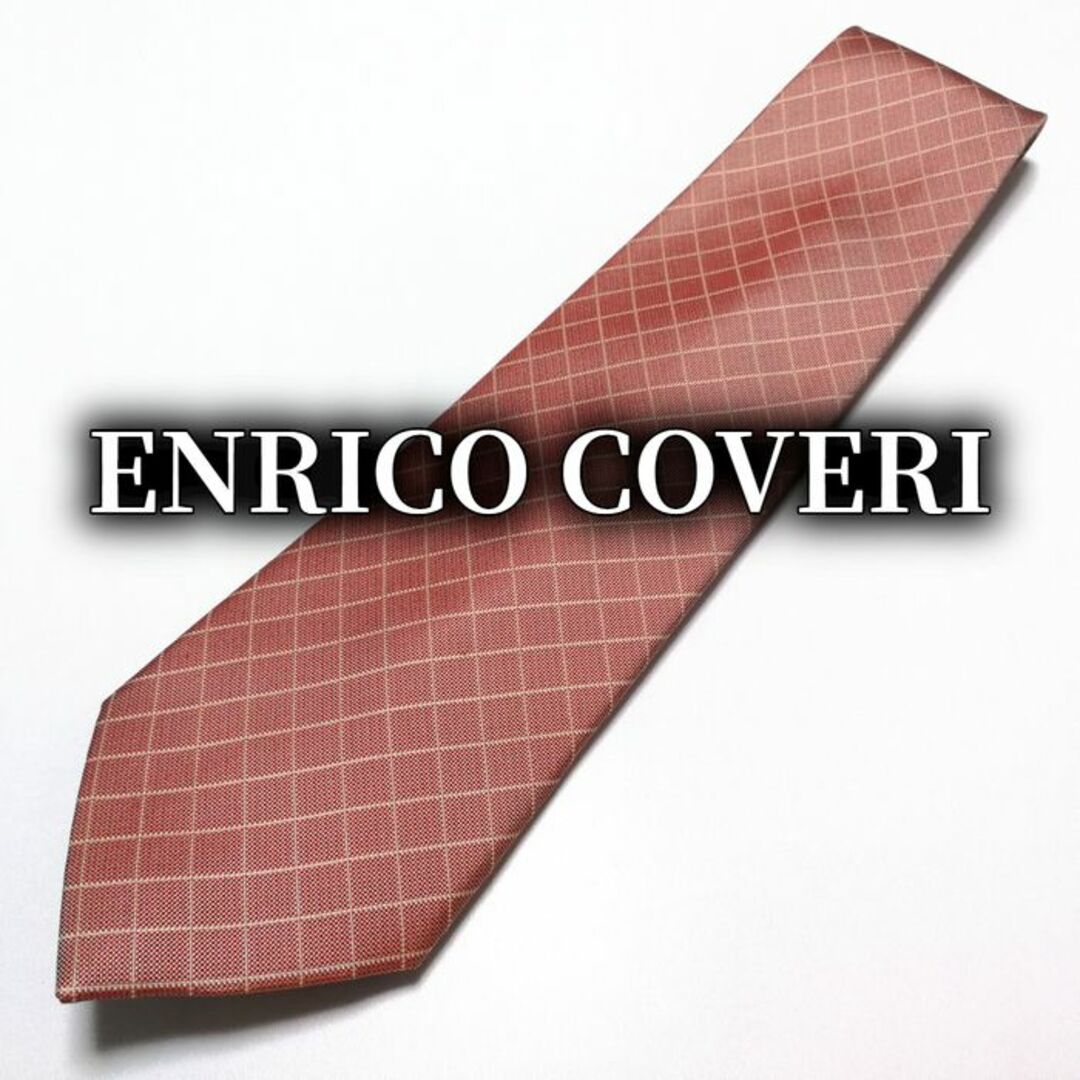 ENRICO COVERI(エンリココベリ)のエンリココベリ チェック オレンジ ネクタイ B101-U23 メンズのファッション小物(ネクタイ)の商品写真