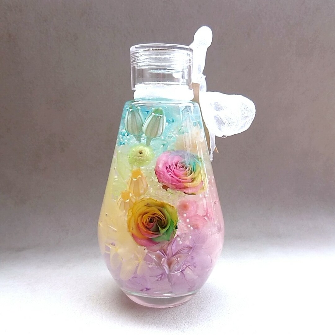 ハーバリウム エレガント系【染め薔薇とグラデーションのボトル】 1