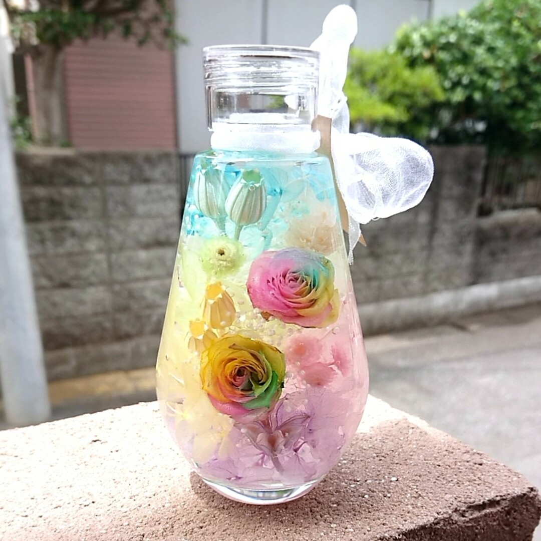 ハーバリウム エレガント系【染め薔薇とグラデーションのボトル】 3