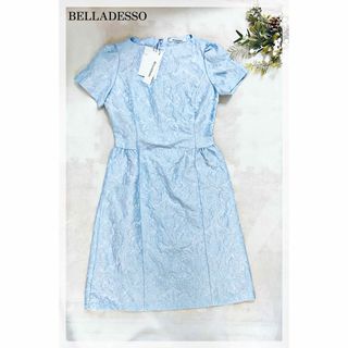 【新品タグ】BELLADESSO ジャガードワンピース　結婚式　38／ベラデッソ(ひざ丈ワンピース)