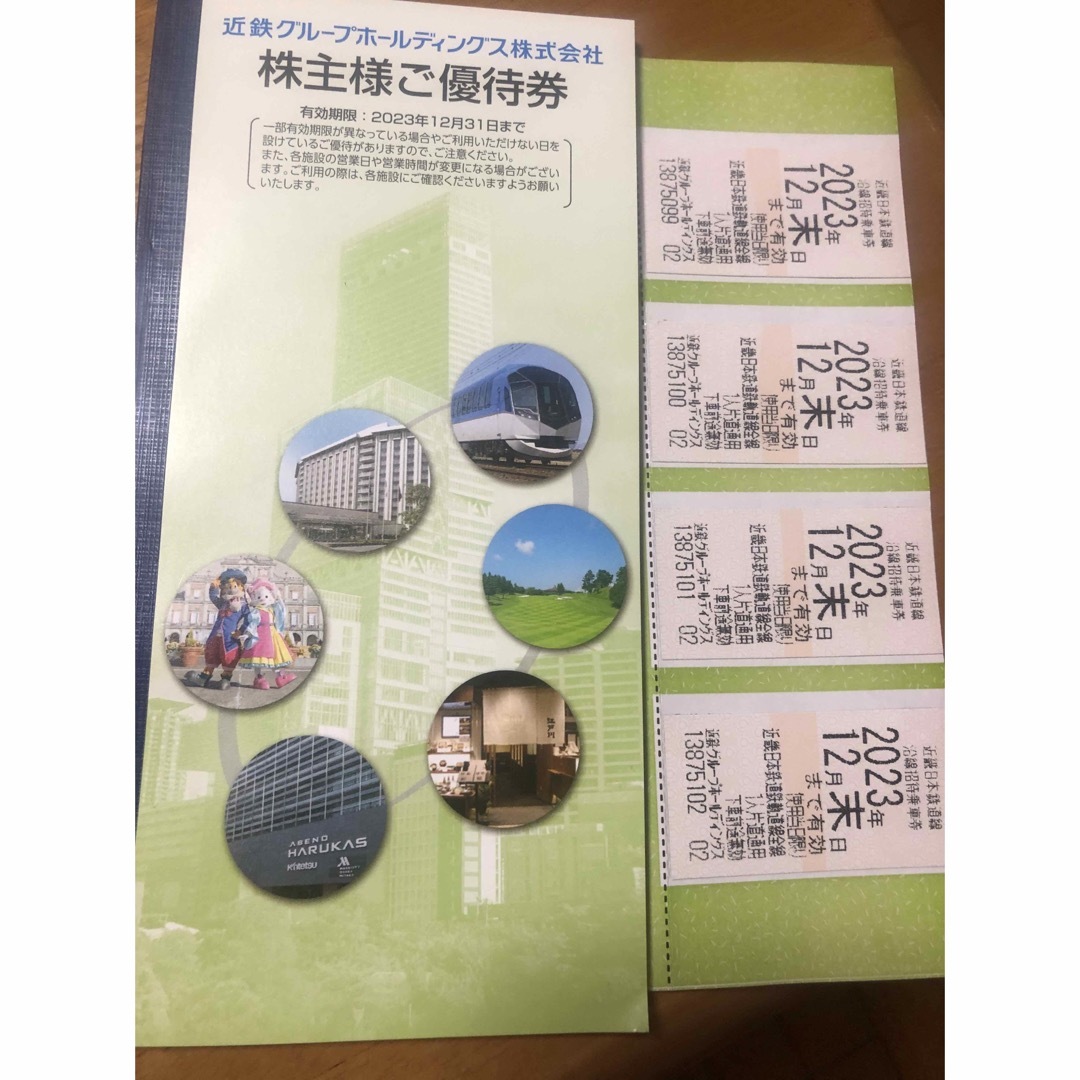 近畿日本鉄道　無料乗車券　４枚ほか乗車券/交通券