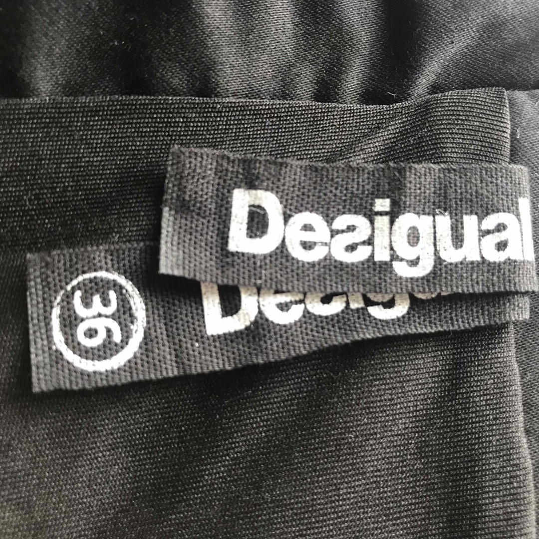 DESIGUAL(デシグアル)の美品★デシグアル★フラワー柄ノースリーブワンピースドレス36/黒×オフ白×レッド レディースのワンピース(ひざ丈ワンピース)の商品写真