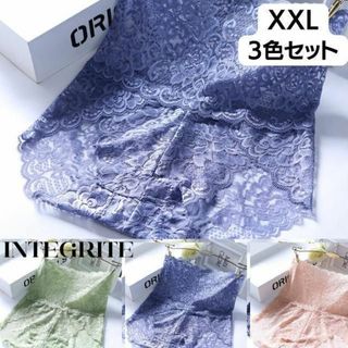 XXL 3枚 セット ショーツ レディース レース ハイウエスト 大きいサイズ(ショーツ)