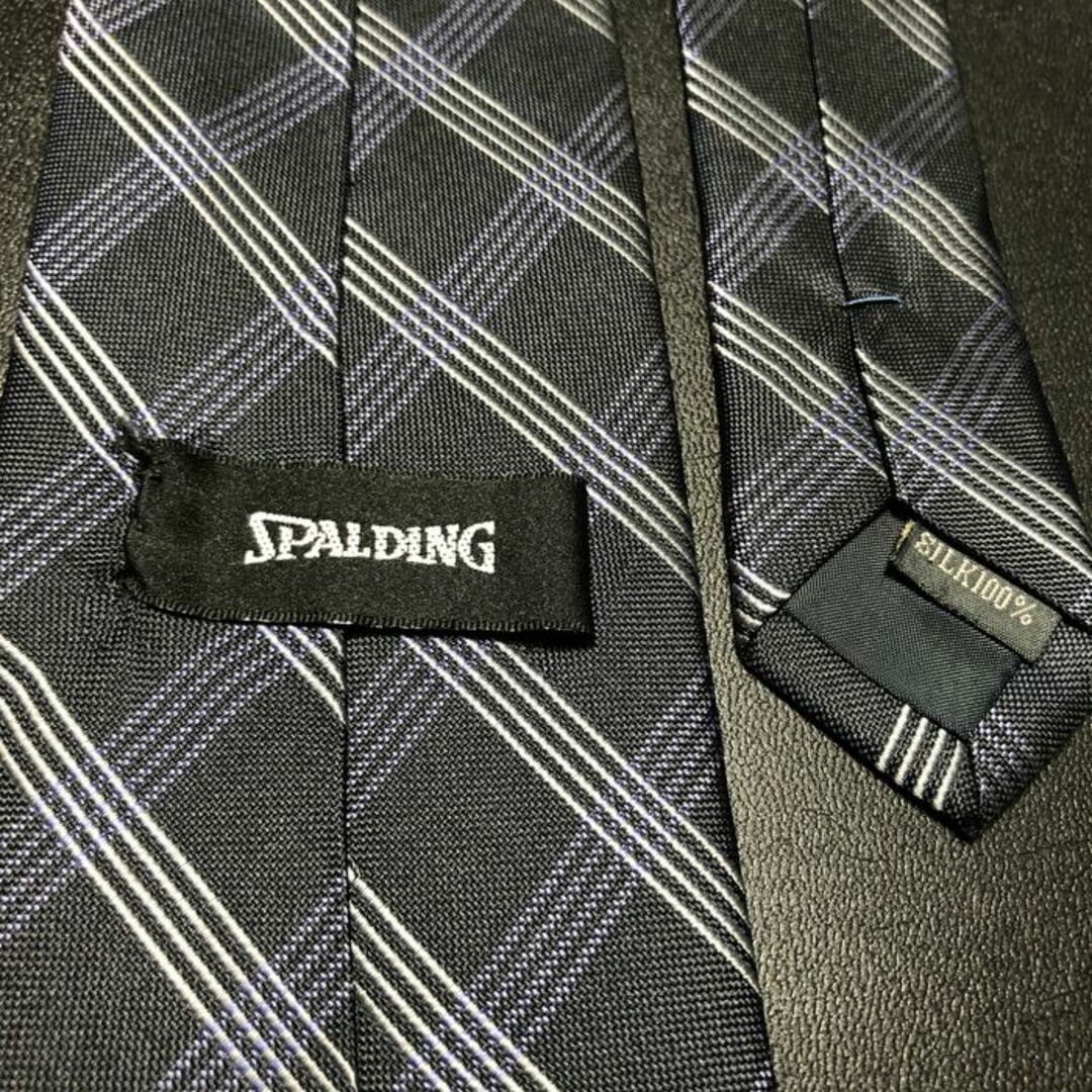 SPALDING(スポルディング)のスポルディング チェック ダークグレー ネクタイ B101-Z09 メンズのファッション小物(ネクタイ)の商品写真