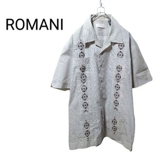 ロマニーニ(ROMANINI)の【ROMANI】VINTAGE 刺繍入り ストライプキューバシャツ A-1074(シャツ)