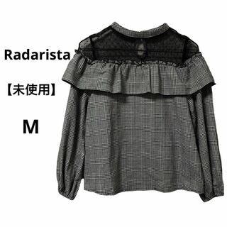 Radarista  トップス ブラック　シースルー　ギンガムチェック　フリル(カットソー(長袖/七分))