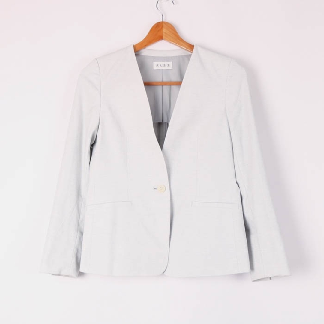 PLST ノーカラージャケット　アイボリー　jacket ivory