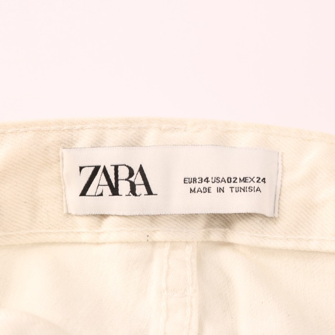 ZARA(ザラ)のザラ ホワイトデニム ジーンズ ストレート カジュアル ボトムス コットン100％ レディース EUR34サイズ ホワイト ZARA レディースのパンツ(デニム/ジーンズ)の商品写真