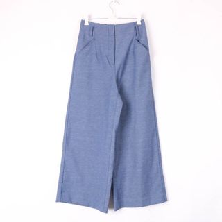 プラステ(PLST)のプラステ ワイドパンツ ガウチョ ロングパンツ ウエストゴム リネン混 シンプル 春夏 ボトムス レディース Mサイズ ブルー PLST(その他)