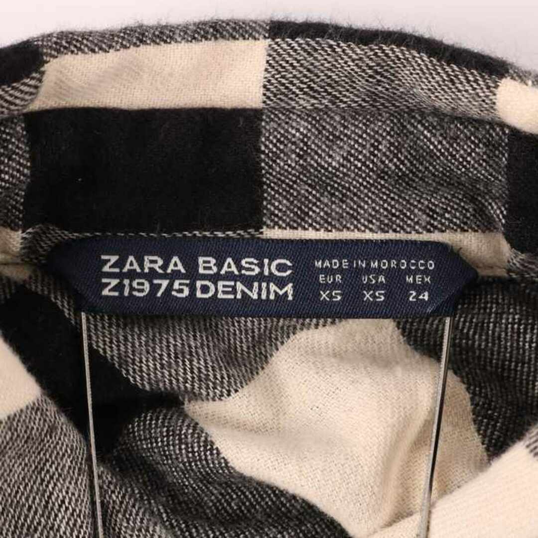 ザラベーシック Z1975デニム チェックシャツ 長袖 ロング丈 バックプリント トップス レディース EUR XSサイズ グレー ZARA BASIC レディースのトップス(シャツ/ブラウス(長袖/七分))の商品写真